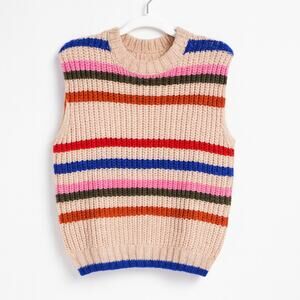 AO76 Striped Sleeveless Wool Mohair Sweater Girls Size 14